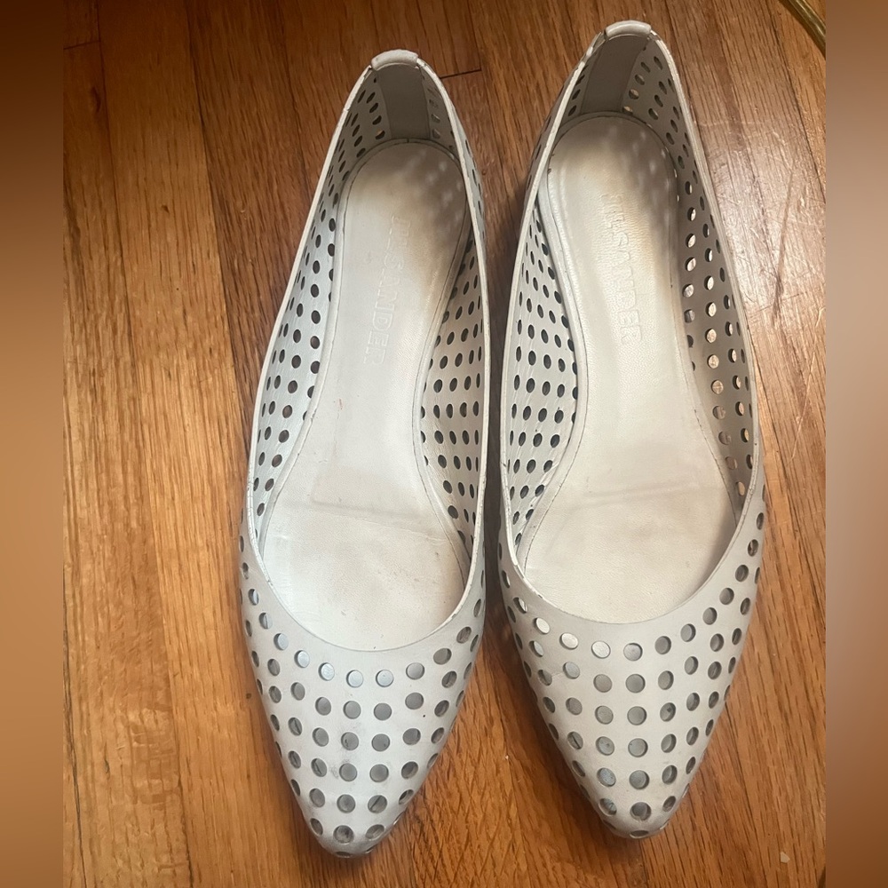 Jil Sander Women's Cream Perforated Loafers size 36.5 vguc